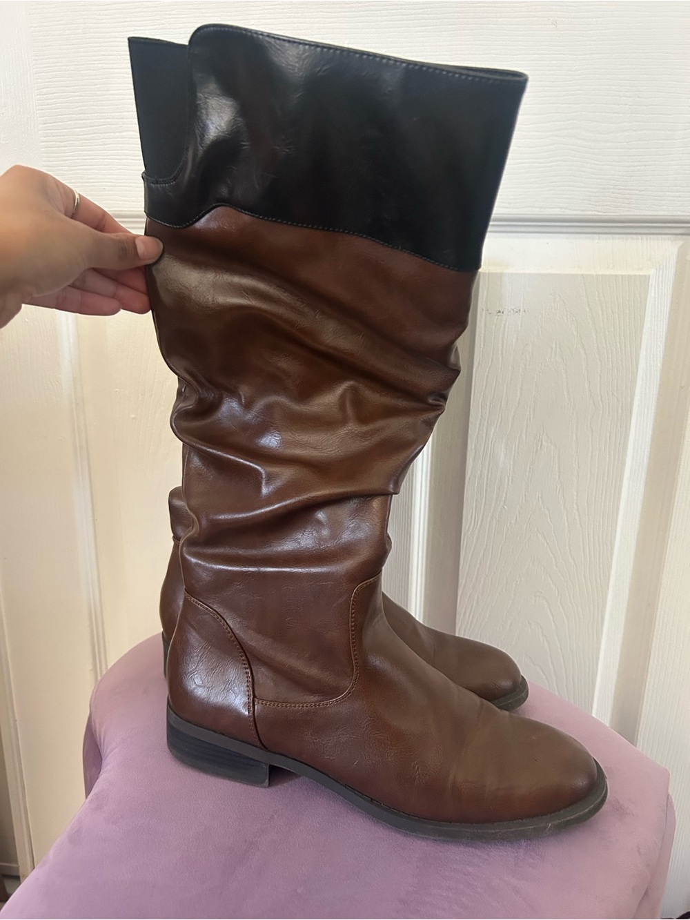 Nine West Two-Tone Brown and Black Over-the-Knee Boots